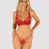Set lenjerie intimă roșie 2 piese Obsessive Lonesia 1